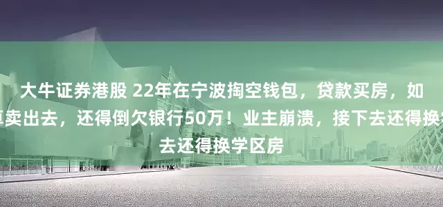 大牛证券港股 22年在宁波掏空钱包，贷款买房，如今就算卖出去，还得倒欠银行50万！业主崩溃，接下去还得换学区房